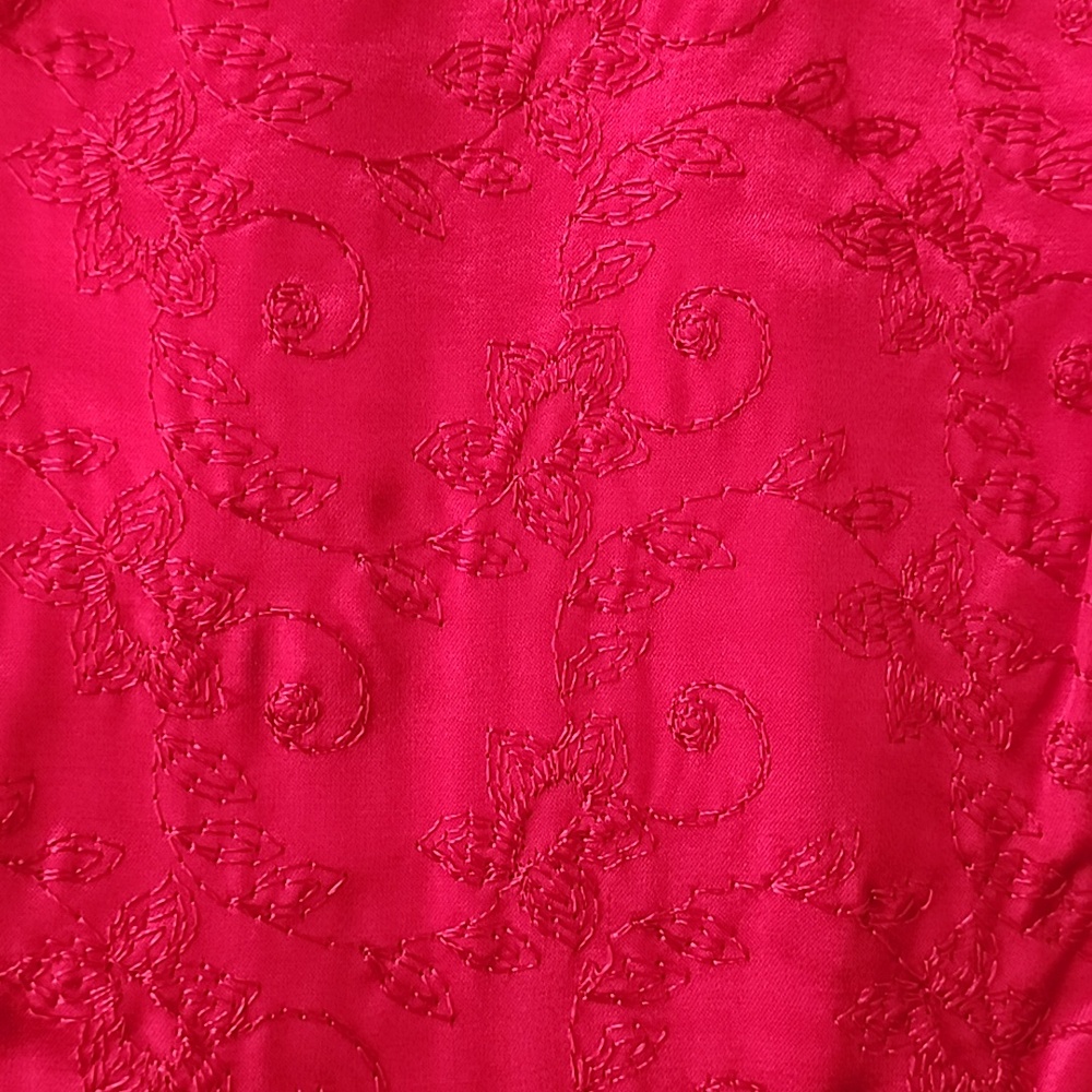 Vintage Jessica McClintock Red Satin Jacquard Dress - Picture 7 of 7